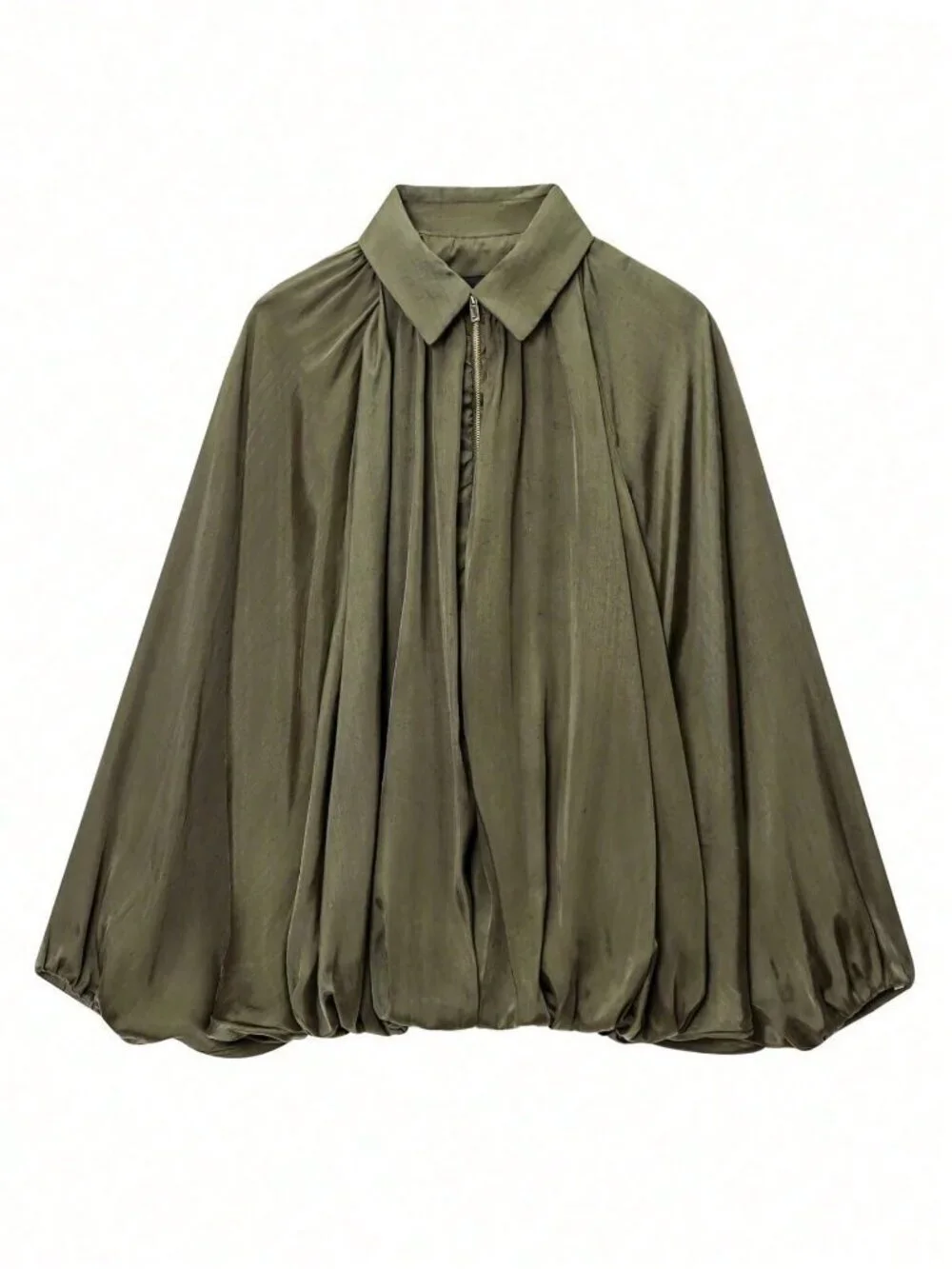 Dark Green Puff Bomber Women's lightweight  Jacket